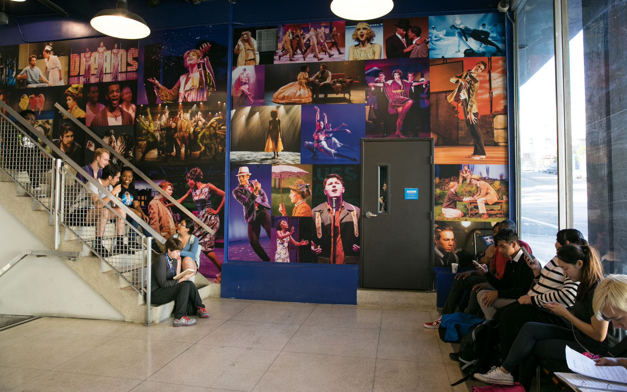 Students hanging out in the lobby